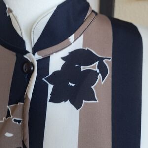 Striped Floral Dress with Belt Vintage- West Germany